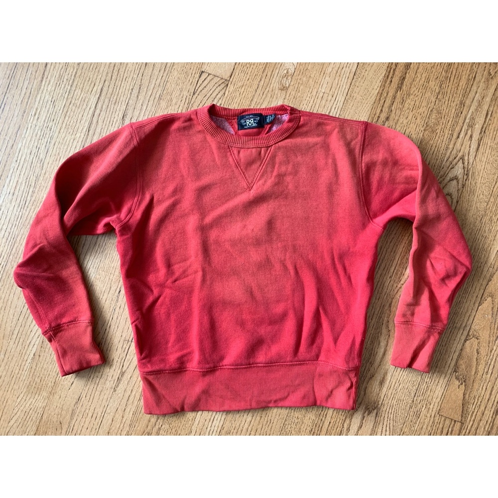 RRL faded red crew neck sweatshirt